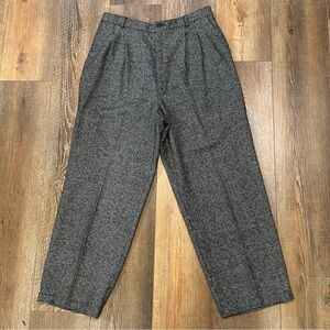 Vtg FUNDAMENTAL THINGS Check Tweed Pants Sz 16 Cropped Pleated‎ Straight Leg Y2K